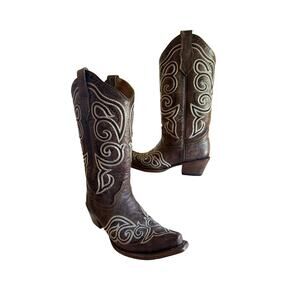 Circle G Womens Boots 9.5 Brown Leather Cowboy Boots Square Toe Western EUC